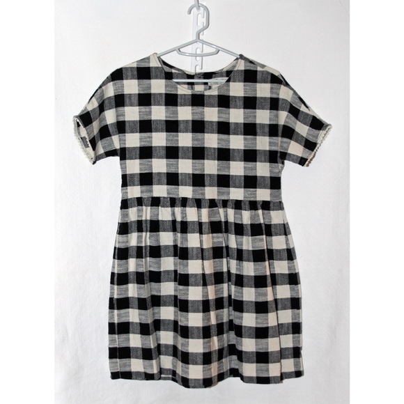 zara black and white check dress